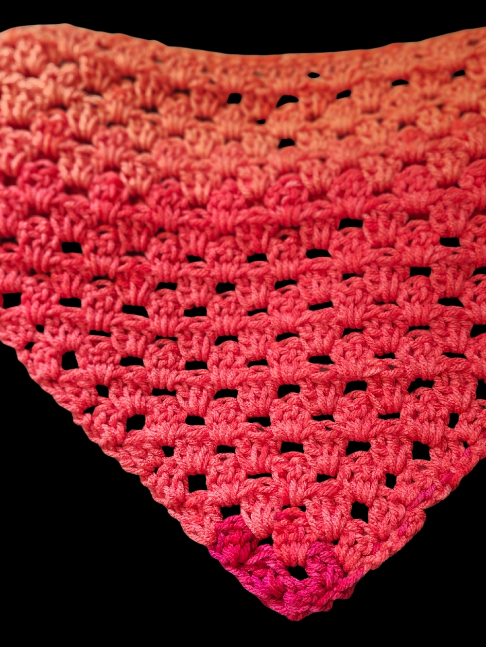 Handcrafted Gradient Pink Crochet Bandana Scarf - Picture 3 of 4